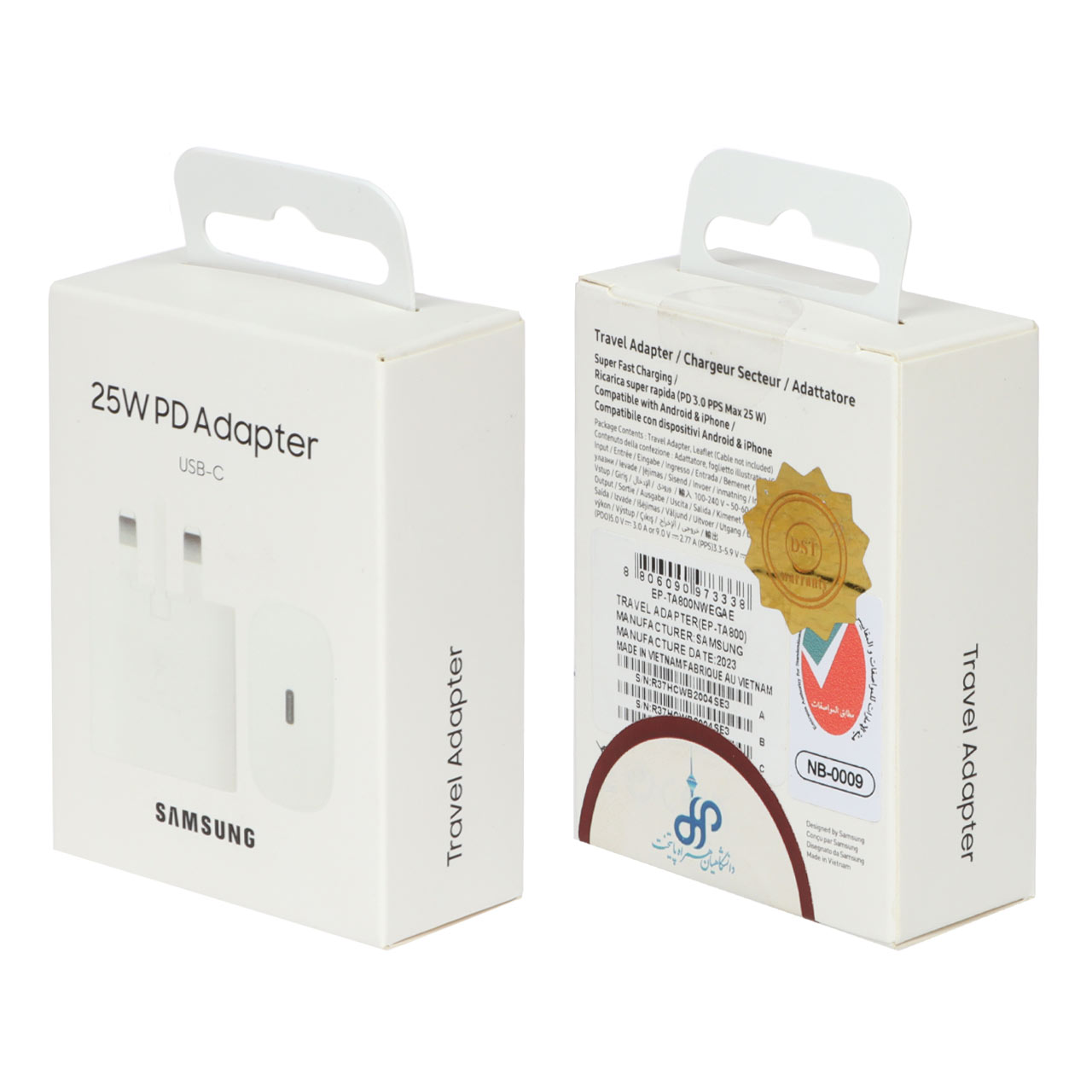 شارژر سه پین SAMSUNG 25W TA800 ( فست و PD) سفید DST ( شش ماهه شرکتی)